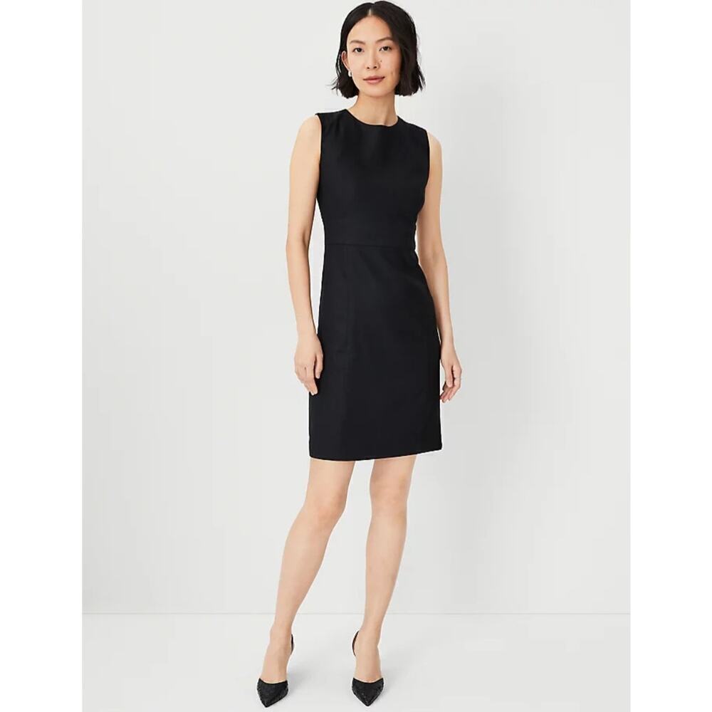 Ann Taylor Linnen Twill midi dress sz 2p. Black color. Classy